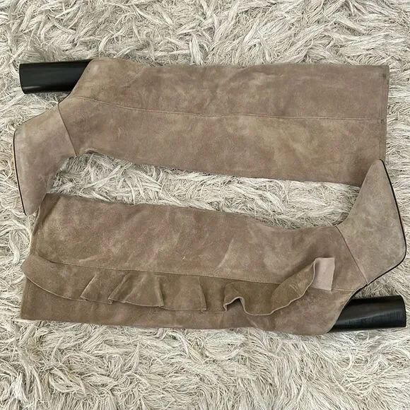 NIB IRO Cidravol Ruffle-Trim Suede Slouchy Knee-High Boots in Taupe $760 size 36 - Picture 9 of 14